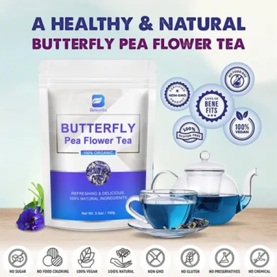B Beworth Nature Organic Butterfly Pea Flower Tea, 50g image {4}