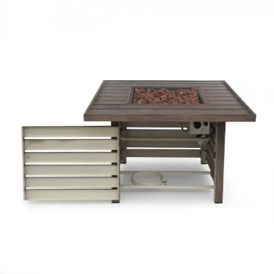 Elberton Outdoor Square Fire Pit - Brown - Christopher Knight Home image {2}