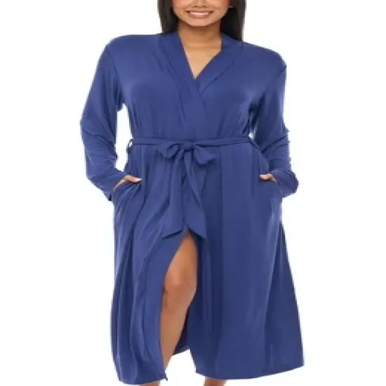 Women's Classic Soft Knit Long Lounge Robe with Pockets image {14}