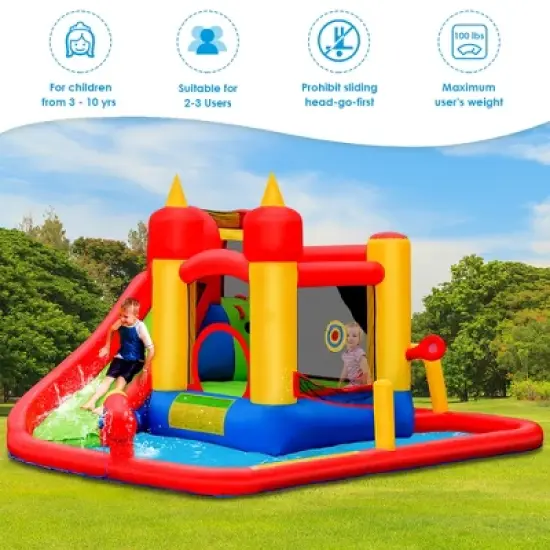 Costway Inflatable Water Slide Jumping Bounce House Bouncy Splash Park image {4}