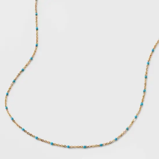Turquioise Epoxy Beaded Necklace - Universal Thread&trade; Gold image {3}