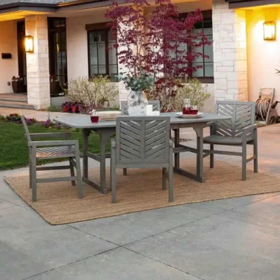 5pc Slatted Extendable Acacia Wood Patio Dining Set - Saracina Home image {3}