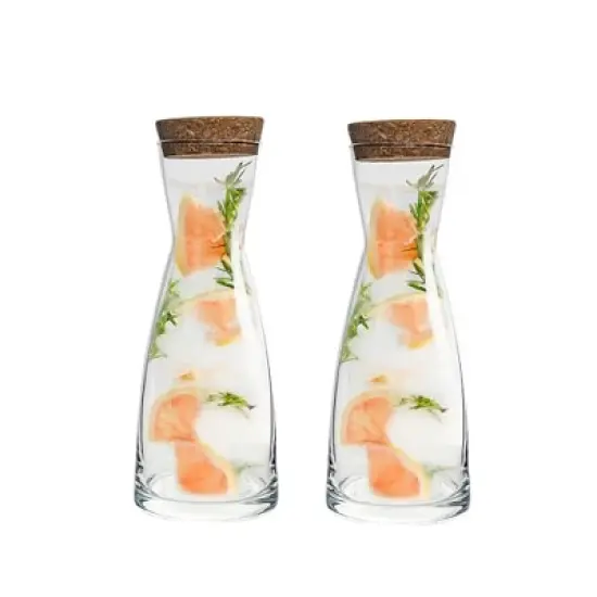 Bormioli Rocco Set Of 2 Ypsilon Carafe With Natural Cork Top Lid, 18.5 Oz. Star Glass Pitcher image {8}
