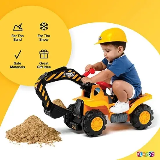 Toy Tractors for Kids &ndash; Ride On Excavator Includes Helmet with Rocks - Ride on Tractor Pretend Play - Toddler Tractor Construction Truck -Play22usa image {1}