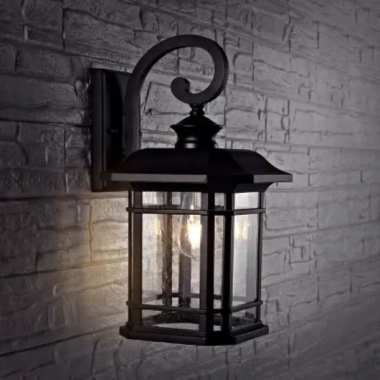 Cendra Outdoor Wall Lantern - PLT4011 - Clear/Black - Safavieh image {2}