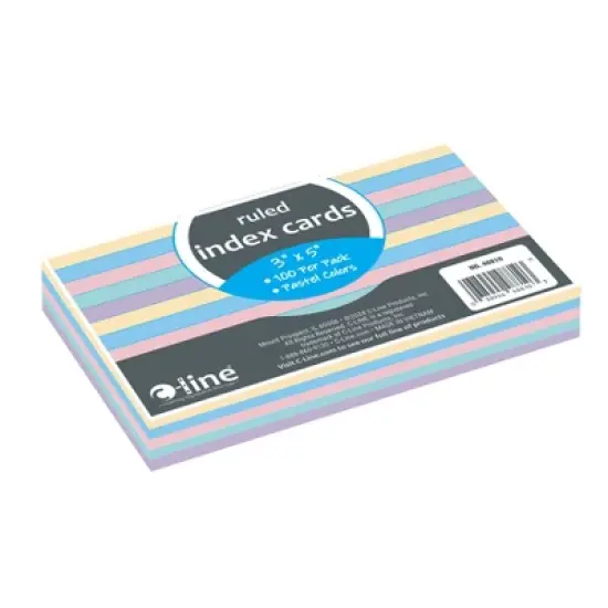 C-Line&reg; Index Cards, 3" x 5", Assorted Colors, Ruled, 100 Per Pack, 10 Packs image {4}