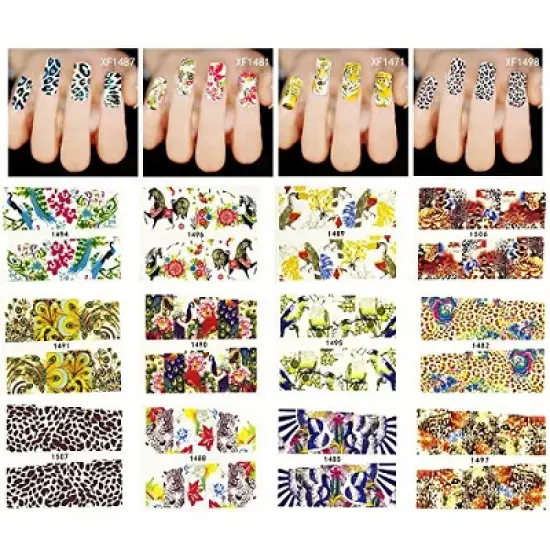 Wrapables 40 Sheets Into the Wild Animal Print Water Slide Nail Art Decals Water Transfer Nail Decal Sheets (40 sheet) image {5}