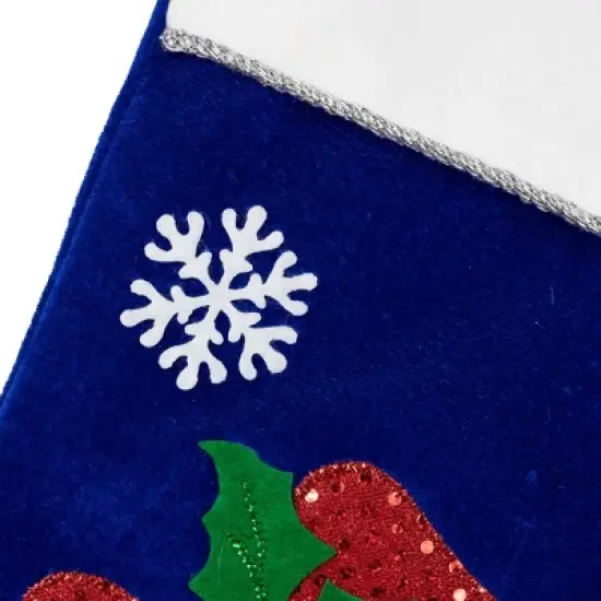 Northlight 20" Royal Blue Embroidered Velveteen Snowman Christmas Stocking with White Cuff image {5}