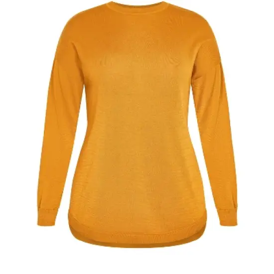 Women's Plus Size Tully Curved Hem Sweater - saffron | AVENUE image {4}