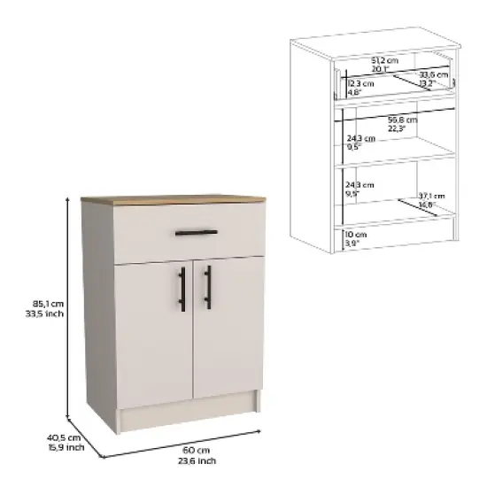 Depot E-Shop Pantry Organizer Cabinet 33" H, One Drawer, Two Interior Shelves, Two Doors image {3}