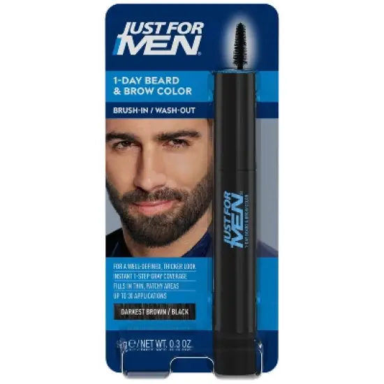 Just For Men 1-Day Temporary Beard & Brow Color, Up to 30 Applications - 0.3 fl oz image {9}