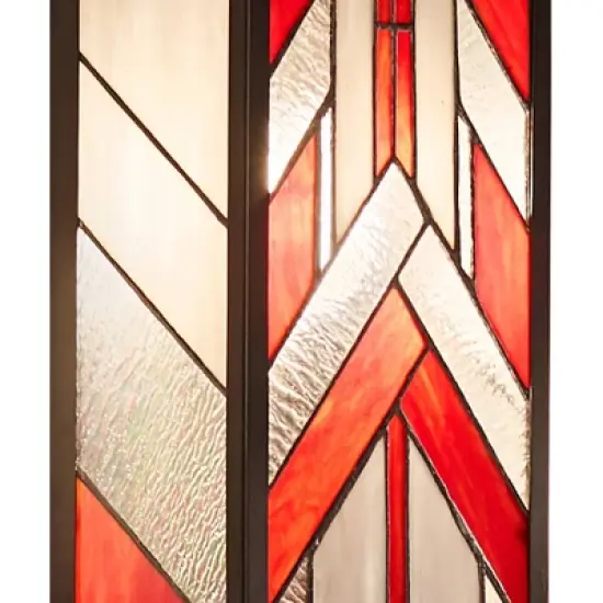 16.25" 1-Light Mission Style Rectangular Outdoor Stained Glass Wall Sconce Red - River of Goods image {5}