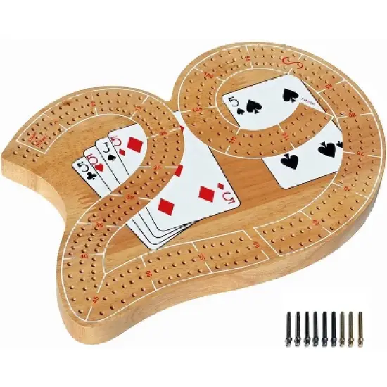 WE Games 29 Cribbage Set - Solid Wood  Board with Metal Pegs image {5}