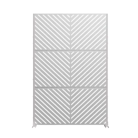 PexFix 72 in. x 47 in. Outdoor Metal Privacy Screen Garden Fence in Arrows Pattern in White image {2}