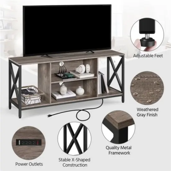 Yaheetech Industrial TV Stand TV Console with Storage image {4}