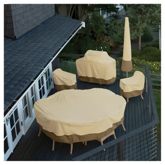 Veranda Square Patio Table And Chair Set Cover - Light Pebble - Classic Accessories image {7}