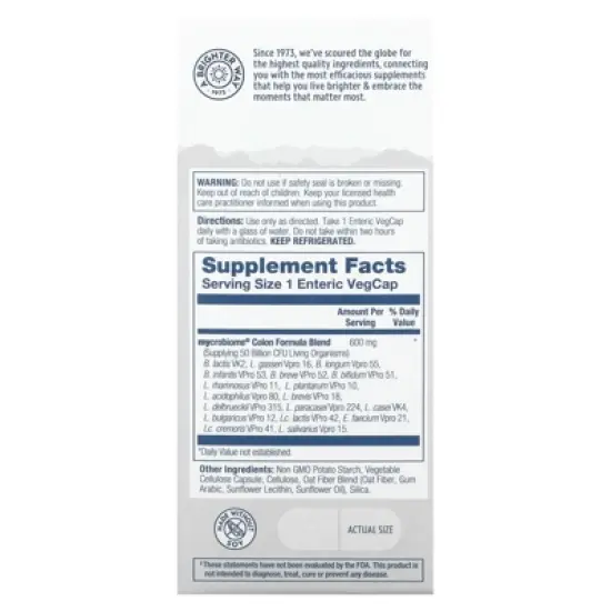 Solaray Mycrobiome Probiotic Colon Formula, 50 Billion, 30 VegCaps image {1}