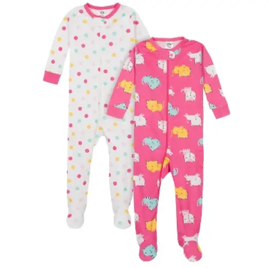 Gerber Baby & Toddler Girls Snug Fit Footed Cotton Pajamas, 2-Pack image {14}
