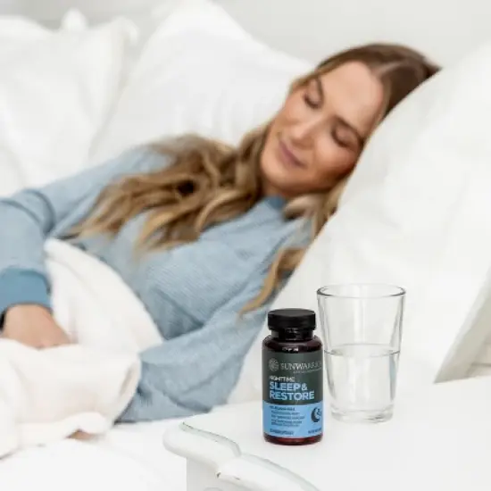 Night time Sleep & Restore Supplement Capsules, Sleep Aid for Better Rest, Supplement to Improve Sleep Quality & Restorative Health, Sunwarrior, 60ct image {2}