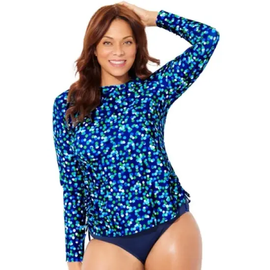 Swimsuits for All Women&rsquo;s Plus Size Chlorine Resistant Side-Tie Adjustable Long Sleeve Swim Tee image {8}