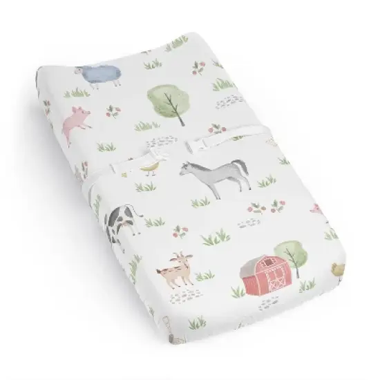 Sweet Jojo Designs Gender Neutral Unisex Changing Pad Sheet Farm Animals Multicolor image {6}