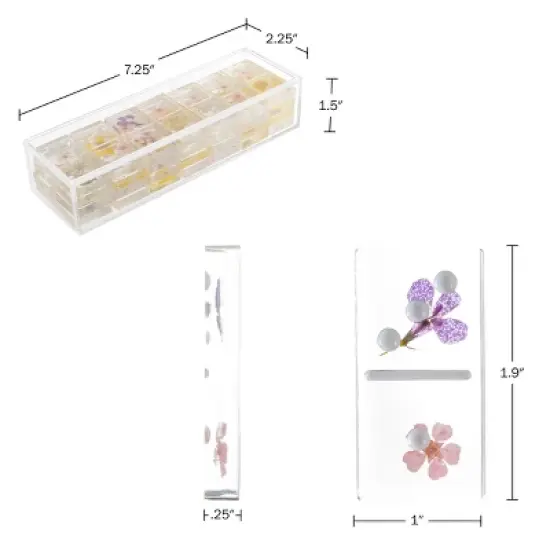 Acrylic Dominos Set - 28-Piece Domino Game with Display Box - Strategy Game, Tabletop Decoration and Modern Home Decor- Flower image {1}