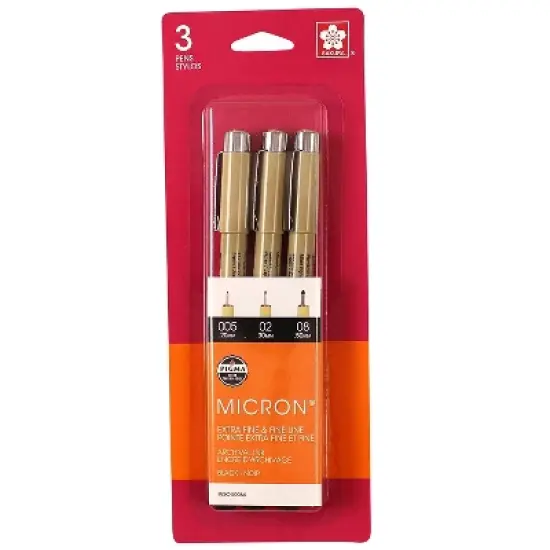 Sakura Pigma Micron Pen Fineliner Multicolor Ink 3/Bundle (SAK50145-3) image {1}