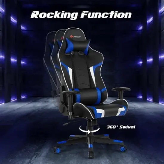Costway Massage Gaming Chair Reclining Swivel Racing Office Chair w/Lumbar Support image {3}