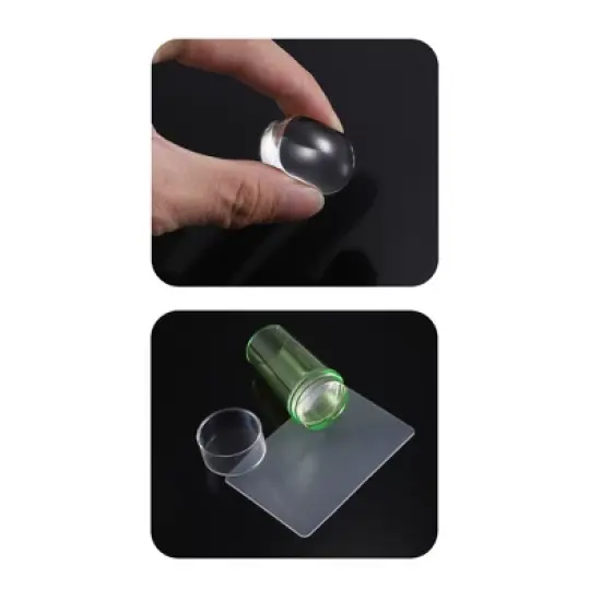 Unique Bargains DIY Round Silicone Nail Art Stamper and Scraper Plate 2.6cm Dia Green image {1}