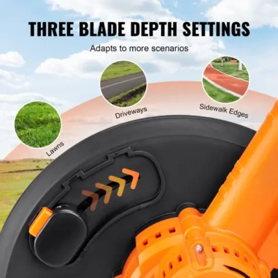 VEVOR Lawn Edger, 20 V Power Edger, 9-inch Blade Edger Lawn Tool with 3-Position Blade Depth,for Lawns, Driveways, Borders, and Sidewalk Edges image {5}