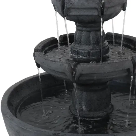 Sunnydaze 34"H Electric Polyresin 3-Tier Budding Fruition Outdoor Water Fountain image {4}