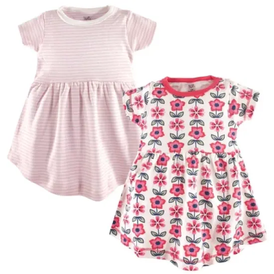 Touched by Nature Baby and Toddler Girl Organic Cotton Short-Sleeve Dresses 2pk, Flower image {1}
