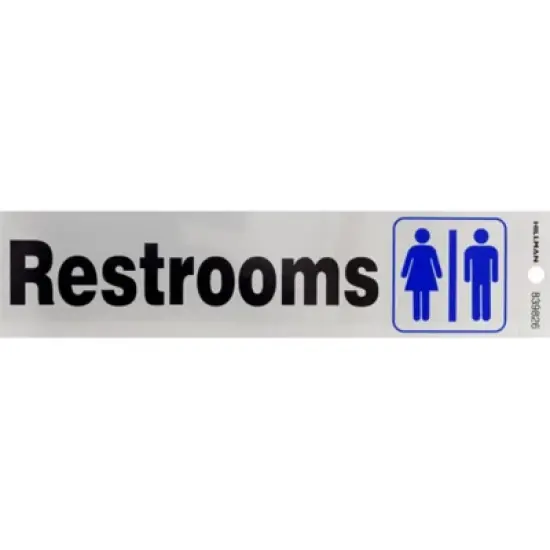 Hillman English Silver Restroom Decal 2 in. H X 8 in. W - Case of 6 image {1}