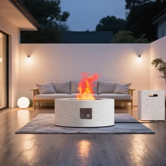 Evita Propane Fire Pit with Propane Tank, Glass Stone and Rain Cover Suitable for Outdoor Living-30*30*12.8 Inch image {10}