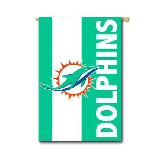 Evergreen NFL Miami Dolphins Embroidered Logo Applique House Flag, 28x44 image {1}