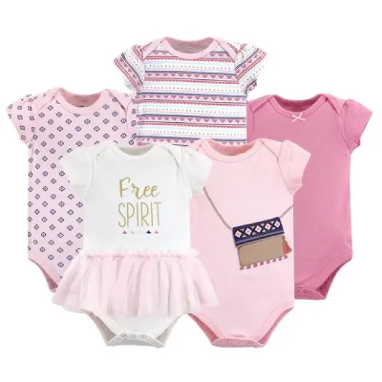 Little Treasure Baby Girl Cotton Bodysuits 5pk, Free Spirit image {6}