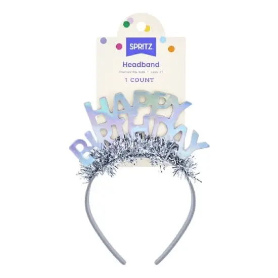 "Happy Birthday" Party Headband Silver - Spritz&trade; image {1}