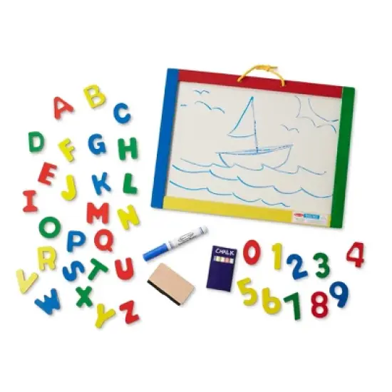 Melissa & Doug Magnetic Chalkboard and Dry-Erase Board With 36 Magnets, Chalk, Eraser, and Dry-Erase Pen image {4}