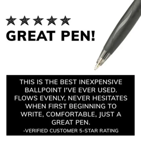 BiC 5pk Retractable Ballpoint Pens Black: 1.0mm Point, Contoured Rubber Grip, Pocket Clip, Stationery & Office Supplies image {6}