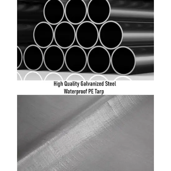 13'x20' upgraded carport with 200g tarp for all-weather; heavy-duty reinforced steel frame, perfect for full-size pickup trucks. Silver gray. image {7}