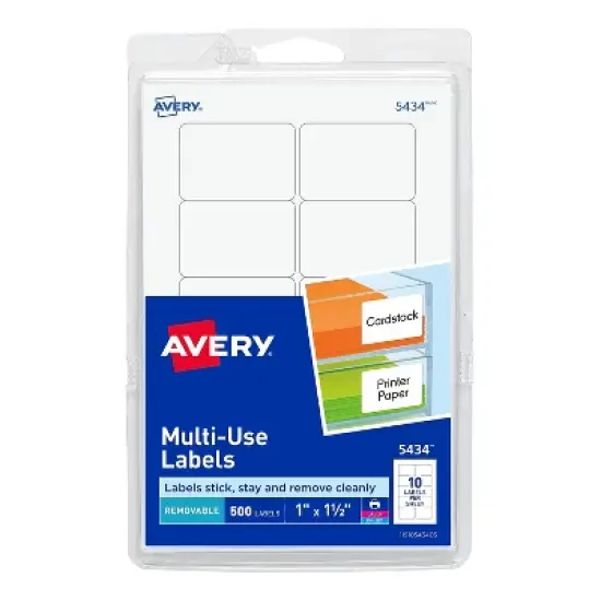 Avery Laser/Inkjet Multipurpose Labels 1" x 1 1/2" White 10/Sheet 166215 image {5}