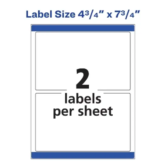 Avery Shipping Labels, Sure Feed Technology, Print to the Edge, Permanent Adhesive, 4-3/4" x 7-3/4", 50 Labels (6876) image {4}