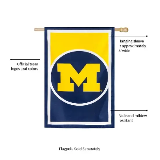 Evergreen Flag, DS New Burlap, Reg, University Of Michigan image {2}