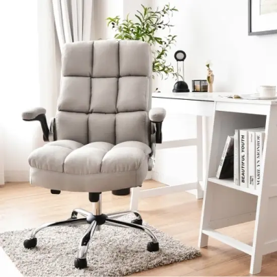 Costway High Back Big & Tall Office Chair Adjustable Swivel w/Flip-up Arm image {2}