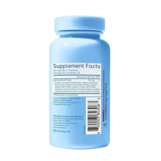 Love Wellness Bye Bye Bloat for Fast Bloating Relief - 60ct image {1}