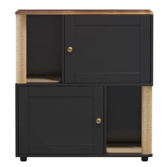 Double Cat Litter Box Enclouse, Litter Box Enclosure for 2 Cats, Cat Litter Cabinet Double Room image {6}