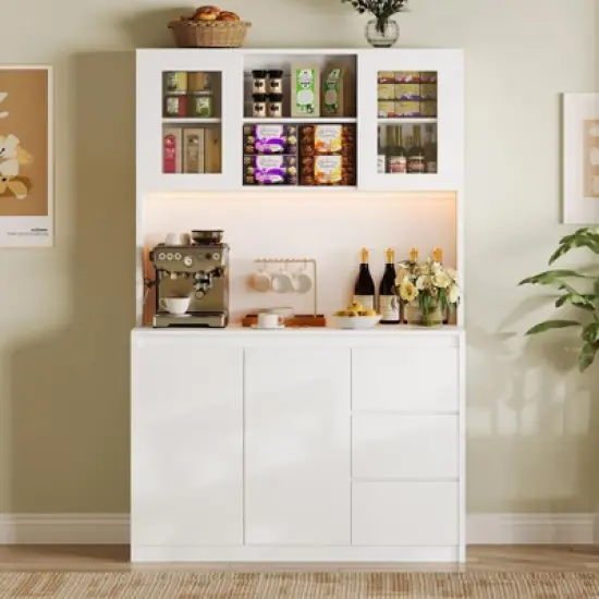 71" Pantry Cabinet with Charging Station,Tall Kitchen Pantry Storage Cabinet image {9}