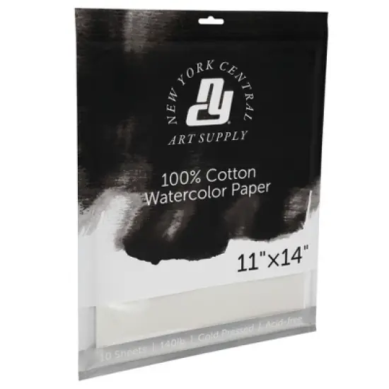 New York Central Watercolor Paper Sheets Pack of 10 - Professional Grade, Acid-Free, Archival, Superior Surface Stability for Artists, Students - For image {1}