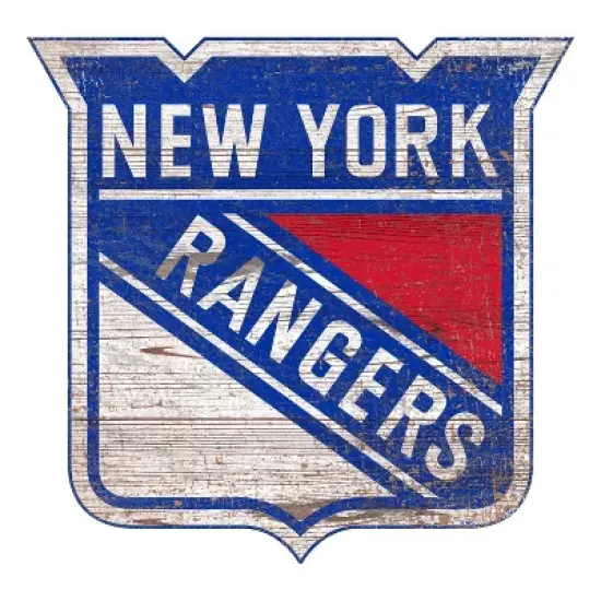 NHL New York Rangers Distressed Logo Cutout Sign image {1}