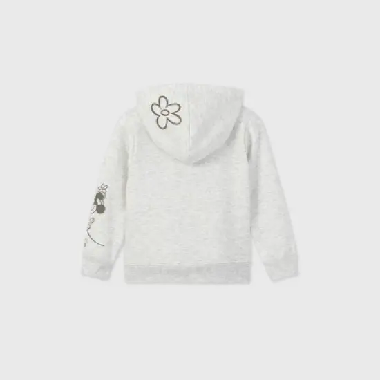 Toddler Girls' Minnie Mouse Hooded Zip-Up Sweatshirt - Oatmeal Gray image {1}